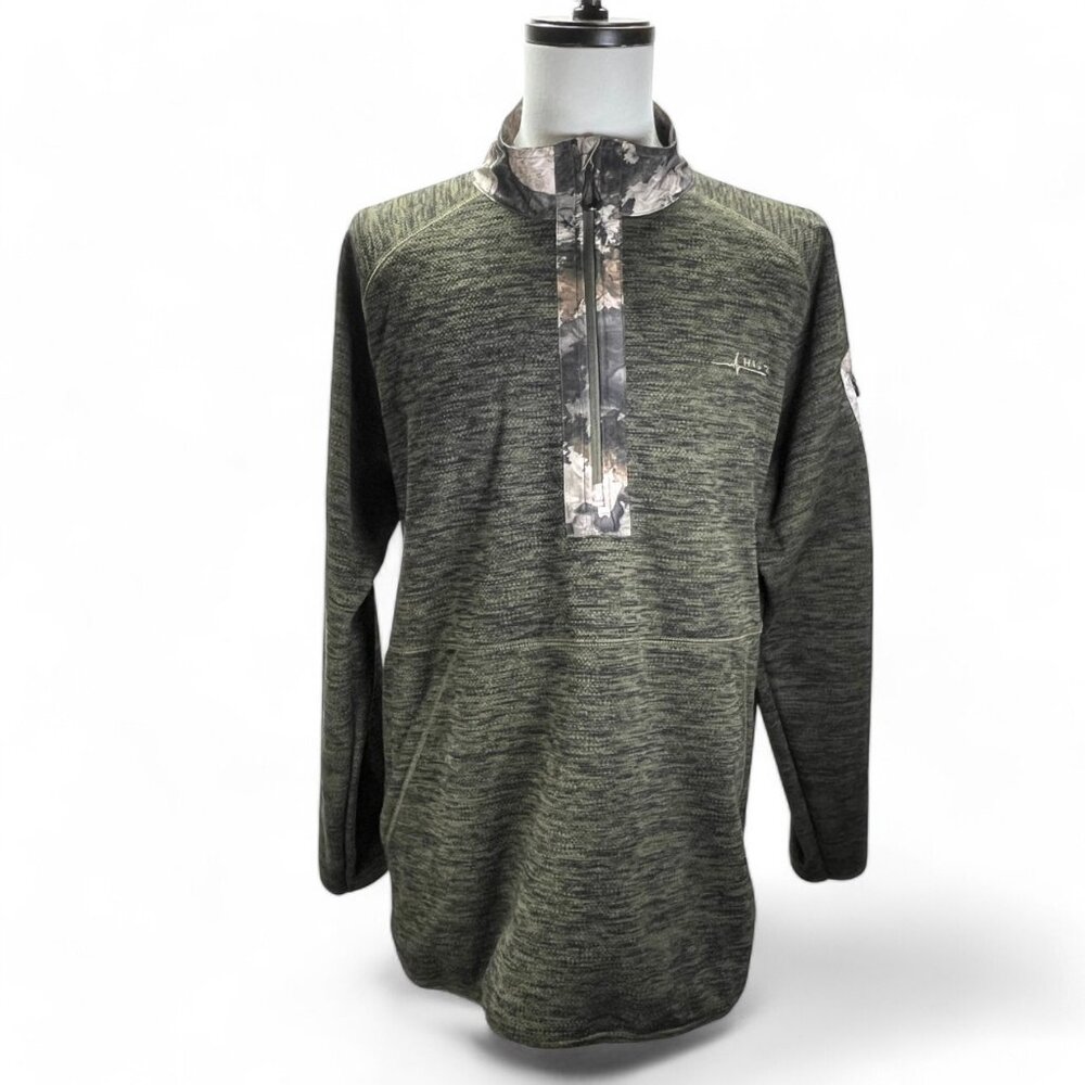 Habit Men's Scent Factor Fleece 1/4 Zip Pullover Ivy Green/Camo Size 2XL